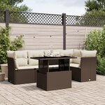 vidaXL Salon de jardin avec coussins 6 Pièces marron résine tressée