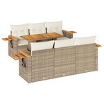 vidaXL Salon de jardin avec coussins 7 Pièces beige résine tressée acacia