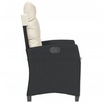 vidaXL Chaise inclinable de jardin avec coussins noir résine tressée