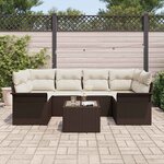 vidaXL Ensemble de canapé de jardin 7 Pièces Marron polyrotin