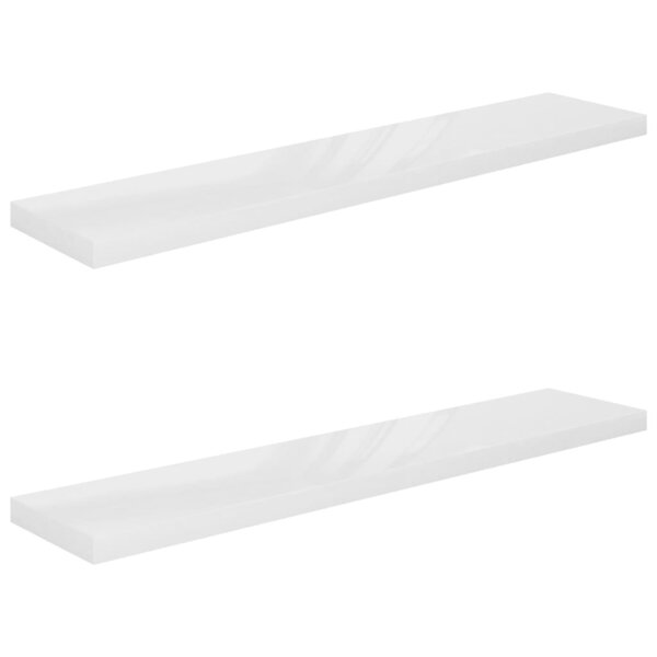 vidaXL Étagère murale flottante 2Pièces Blanc brillant 120x23 5x3 8cm MDF