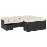 vidaXL Salon de jardin 11 Pièces avec coussins noir résine tressée