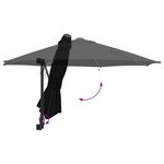 vidaXL Parasol mural de jardin avec LEDs Noir 248 cm