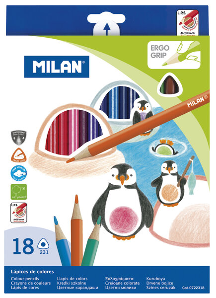 Crayons de couleur triangulaires 18 pièces