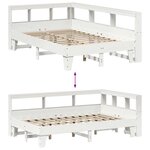 vidaXL Lit bibliothèque sans matelas blanc 135x190 cm bois pin massif