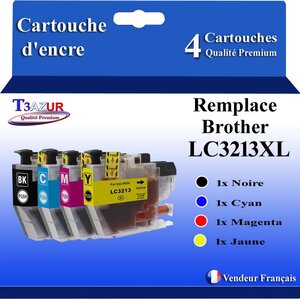 T3AZUR Lot de 4 Cartouches compatibles avec Brother LC3213 XL