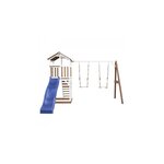 AXI Beach Tower avec Balancoire Double Marron Blanc Bleu Toboggan