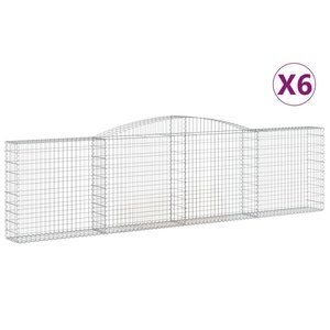 vidaXL Paniers à gabions arqués 6 Pièces 400x30x100/120 cm Fer galvanisé