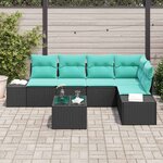 vidaXL Ensemble de canapé de jardin avec coussin 6 Pièces Noir polyrotin