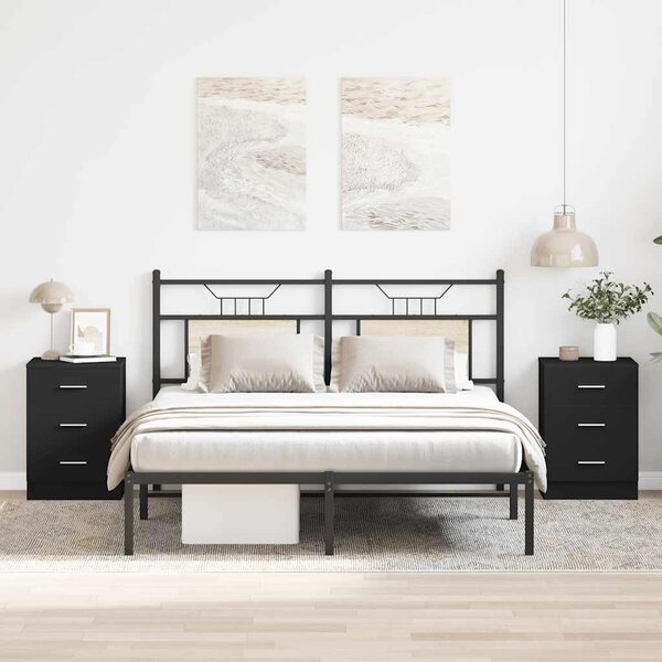vidaXL Tables de chevet 2 Pièces Noir 38x35x56 cm Bois d'ingénierie