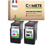 COMETE, Entreprise Française - 560XL 561XL - 2 Cartouches d'Encre Compatibles avec Canon PG-560 CL-561 XL / 560 561XL - sans Affichage du Niveau d'encre - pour Cartouche Canon 560 561