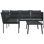 vidaXL Ensemble de canapés de jardin et coussins noir acier textilène