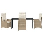 vidaXL Set de salle à manger de jardin de 5 pièces avec coussins Beige Poly Rattan