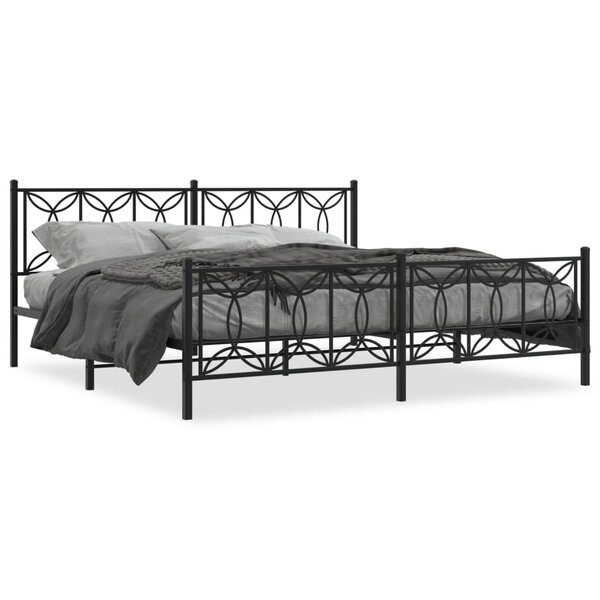 vidaXL Cadre de lit métal sans matelas avec pied de lit noir 193x203cm