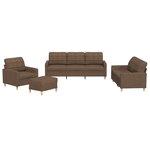 vidaXL Ensemble de canapés 4 Pièces avec coussins Marron Tissu