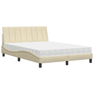 vidaXL Lit avec matelas Hanko crème 120x200 cm tissu