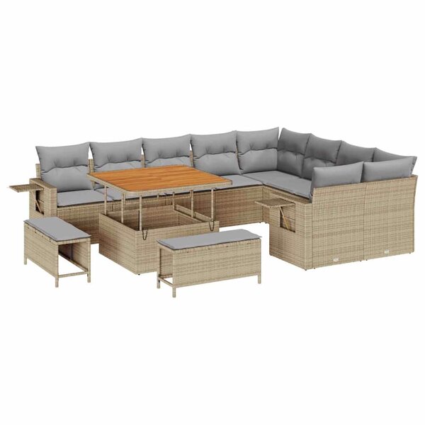 vidaXL Ensemble de canapé de jardin 12 Pièces Beige et Gris clair