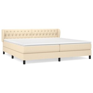 vidaXL Sommier à lattes de lit avec matelas Crème 200x200 cm Tissu