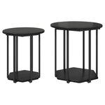 vidaXL Ensemble de tables d'appoint avec étagère 2 Pièces Chêne noir