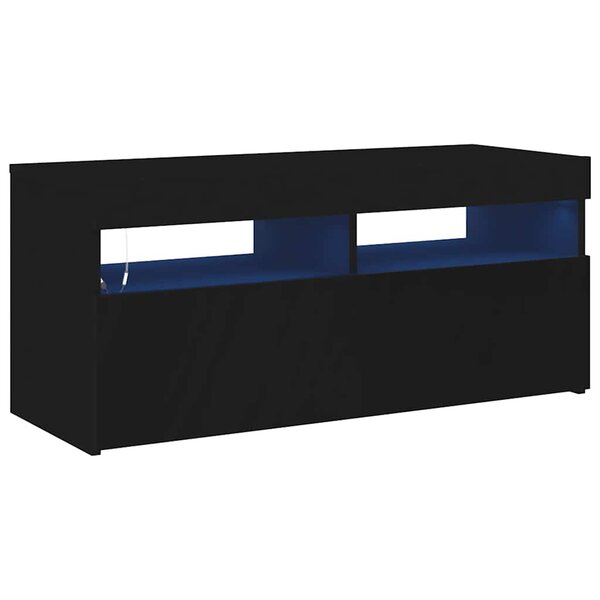 vidaXL Meuble TV avec lumières LED noir 90x35x40 cm