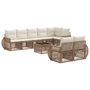 vidaXL Ensemble de canapé de jardin 9 Pièces Beige et blanc crème