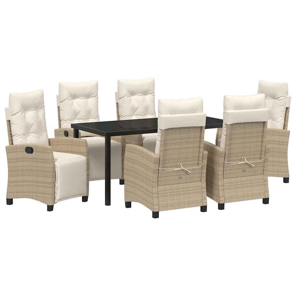 vidaXL Ensemble de salle à manger pour jardin 7 Pièces Beige polyrotin