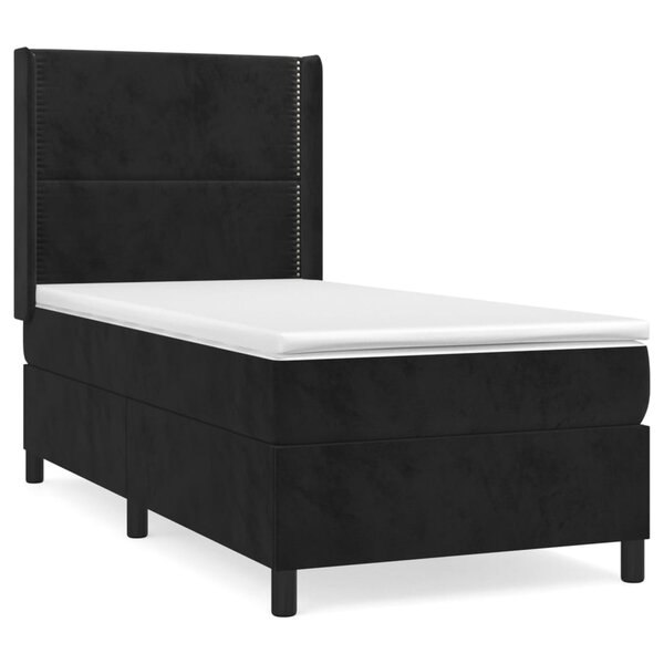vidaXL Sommier à lattes de lit avec matelas Noir 90x200 cm Velours