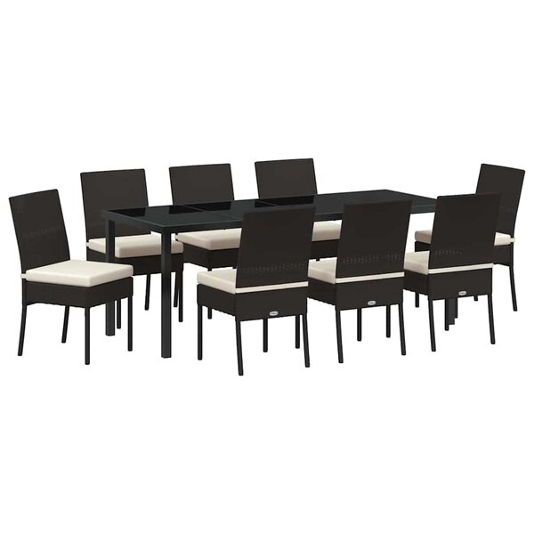 vidaXL Ensemble de salle à manger pour jardin 9 Pièces Noir