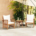 vidaXL Chaises de jardin avec coussins lot de 2 Bois d'acacia massif