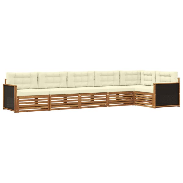 vidaXL Ensemble de canapés d'extérieur 6 pc Naturel et Crème Polyester