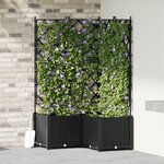 vidaXL Jardinière avec treillis 3 Pièces Noir 80x80x143 cm