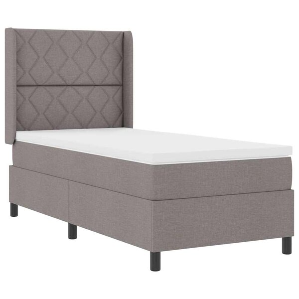 vidaXL Lit à ressorts avec matelas Taupe 90 x 200 cm tissu