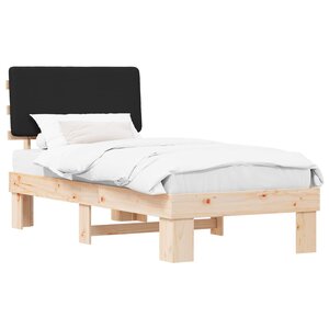 vidaXL Cadre de lit avec tête de lit rembourrée Noir 90 x 190 cm