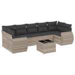 vidaXL Salon de jardin 8 Pièces avec coussins gris clair résine tressée