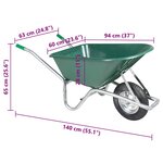 vidaXL Brouette vert 90 L 150 kg acier galvanisé et plastique
