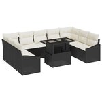 vidaXL Ensemble de Canapé de Jardin de 10 Pièces avec Coussins Noir en Poly Rattan