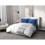 Parure de couette microfibre - housse de couette 220 x 240 + 2 taies d'oreiller 63 x 63 - Bleu