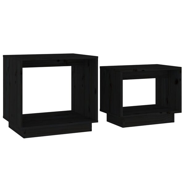 vidaXL Tables basses gigognes 2 Pièces Noir Bois de pin massif