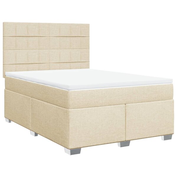 vidaXL Sommier à lattes de lit avec matelas Crème 160x200 cm Tissu
