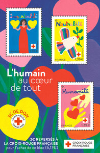 Bloc 3 timbres - Croix Rouge Française - 2025 - Lettre Verte