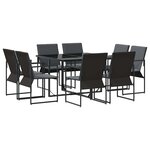 vidaXL Ensemble de salle à manger pour jardin 9 Pièces Noir Acier