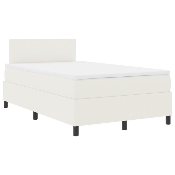 vidaXL Lit avec sommier tapissier avec Matelas & LED Crème Petit Double en Velours Côtelé