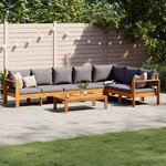 vidaXL Salon de jardin avec coussins 5 Pièces Bois d'acacia solide