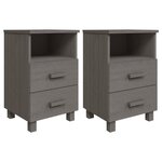 vidaXL Tables de chevet HAMAR 2 Pièces Gris clair 40x35x62 cm Bois massif