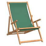 vidaXL Chaise de plage pliable Bois de teck solide Vert