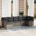 vidaXL Ensemble de canapé de jardin avec coussin 7 Pièces Gris Poly rotin
