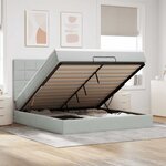 vidaXL Cadre de lit ottoman avec matelas gris clair 200x200 cm velours