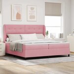 vidaXL Lit à ressorts avec matelas Rose 200 x 200 cm Velours