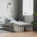vidaXL Cadre de lit métal sans matelas avec pied de lit blanc 80x200cm