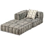 vidaXL Pouf modulaire à 4 places Gris rayé Tissu
